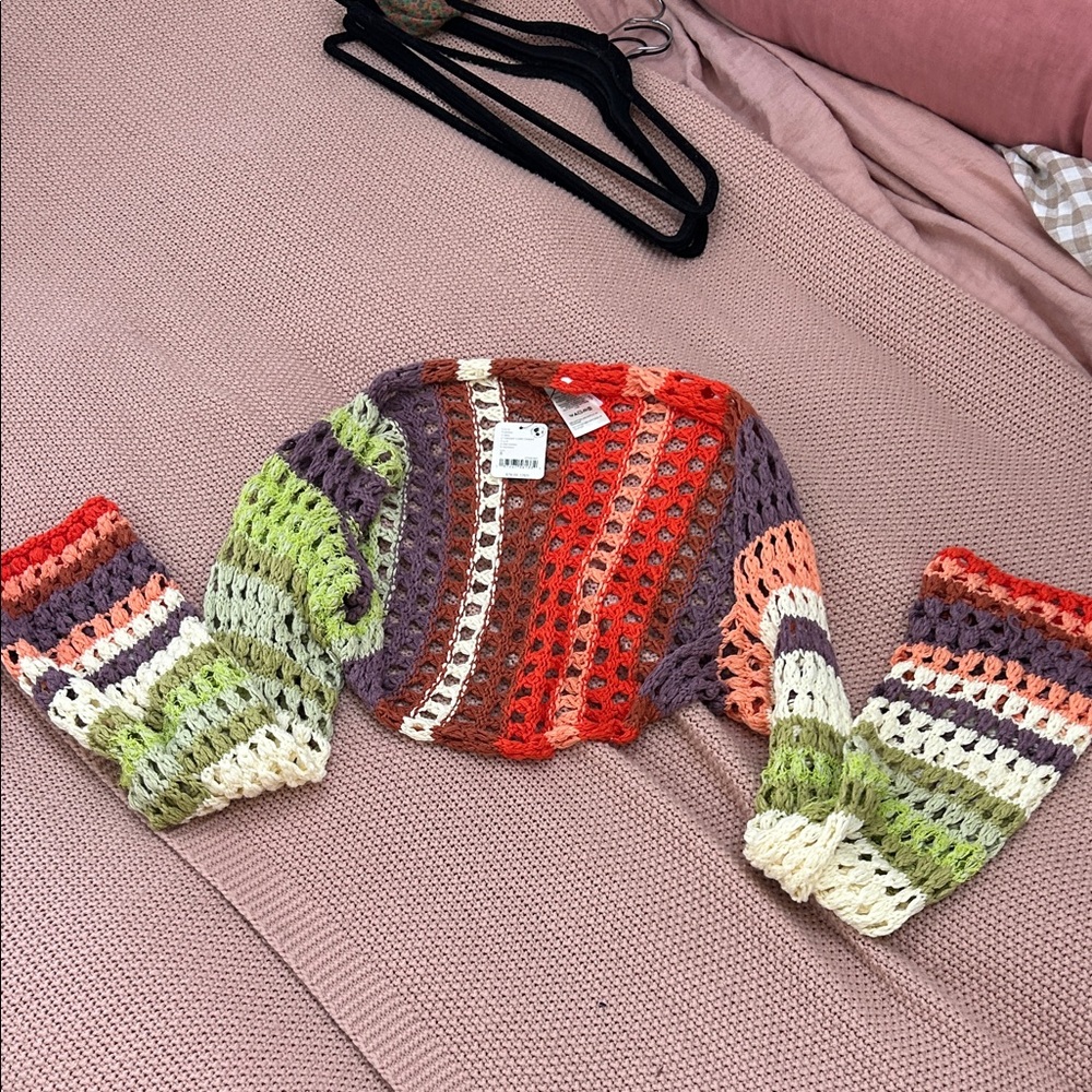 Multicolor Crochet Free People Shrug Sweater